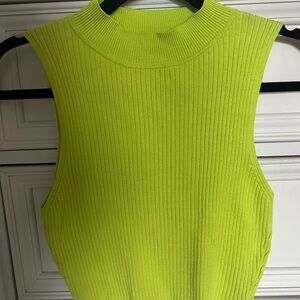Divided Lime Green Ribbed Tank Top